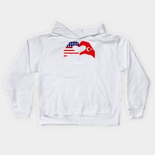 We Heart USA & Turkey Patriot Flag Series Kids Hoodie